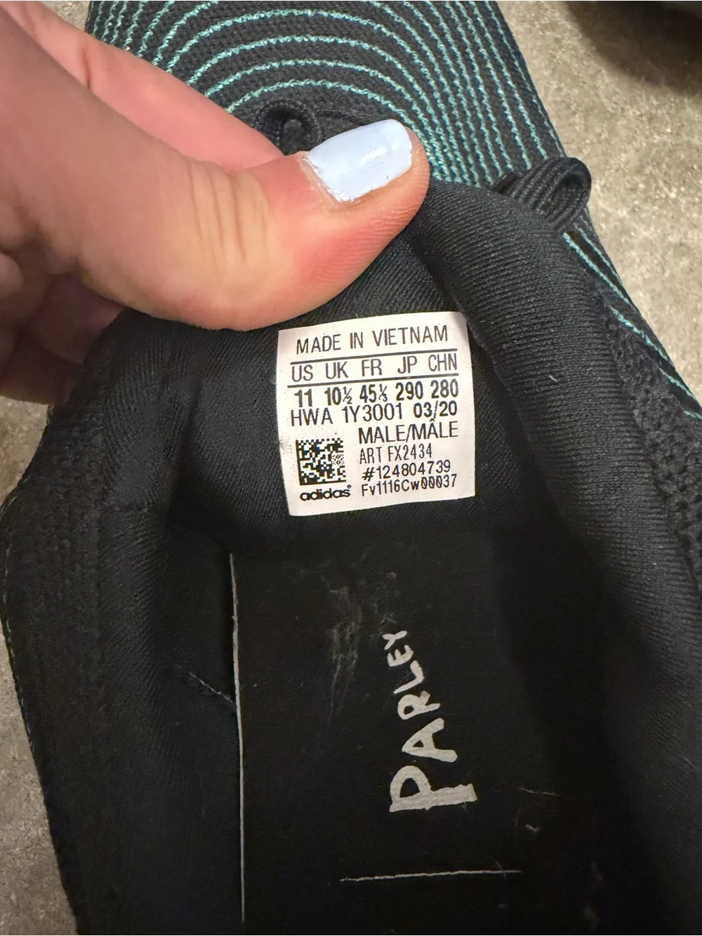 MENS ADIDAS x PARLEY ULTRA 4D UCAGED SNEAKERS, SIZE US 11, BLACK BLUE SPIRIT